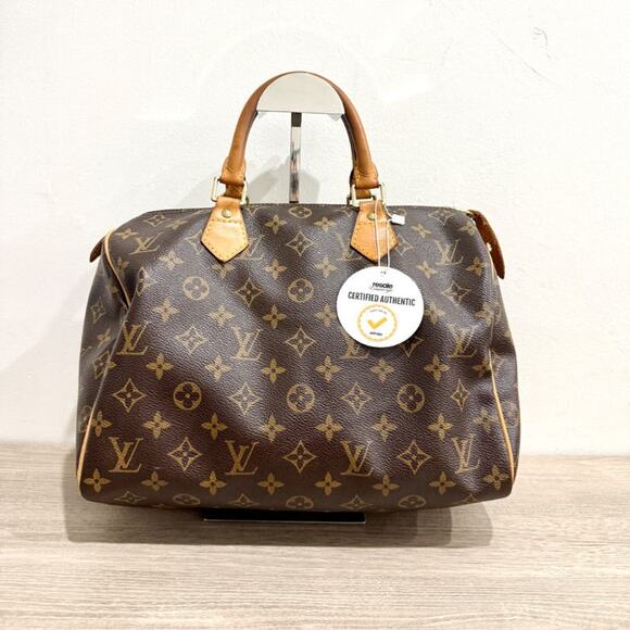 Louis Vuitton 1990 Speedy 30 Monogram Canvas Boston Handbag Brown - Picture 3 of 14